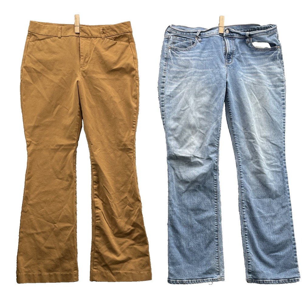 Old Navy Women Pants Jeans LOT (2) Women 12 High Rise Flare Western Boho Y2k 70s